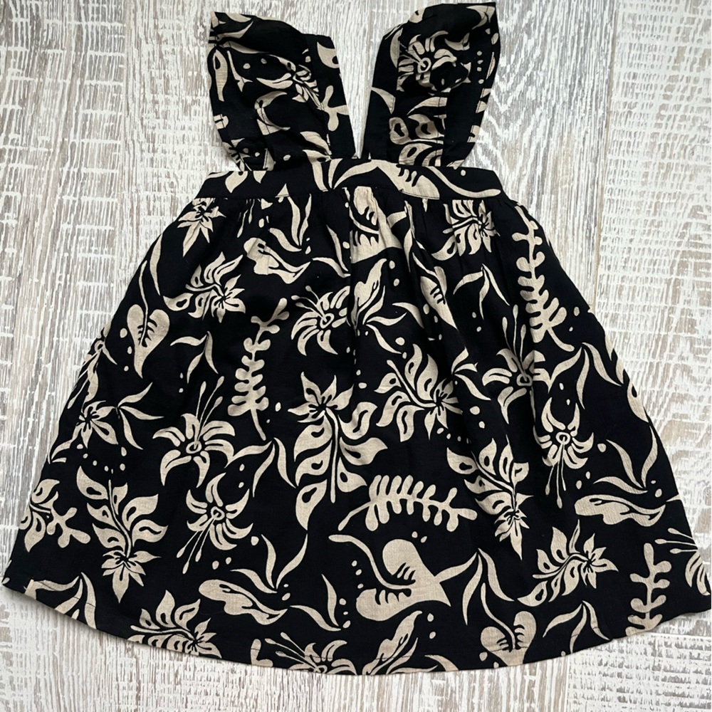 Gap girls sleeveless flowy floral dress black cream Size 3T muslin light weight